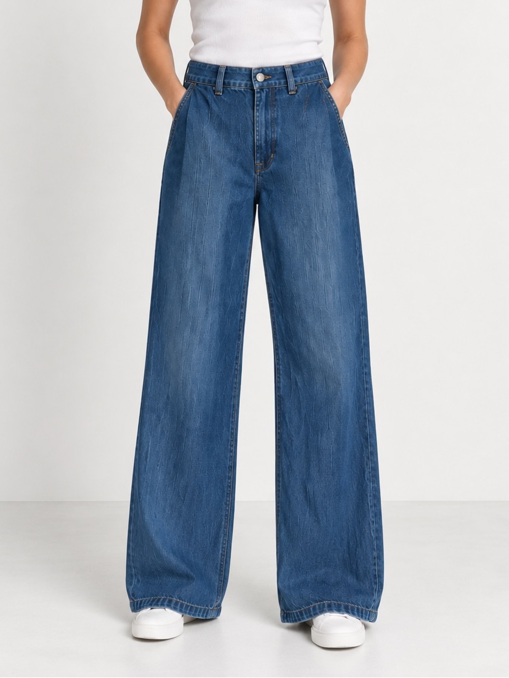 J Brand Wide Leg Trouser Jeans Size 27 100% Cotton Blue Denim